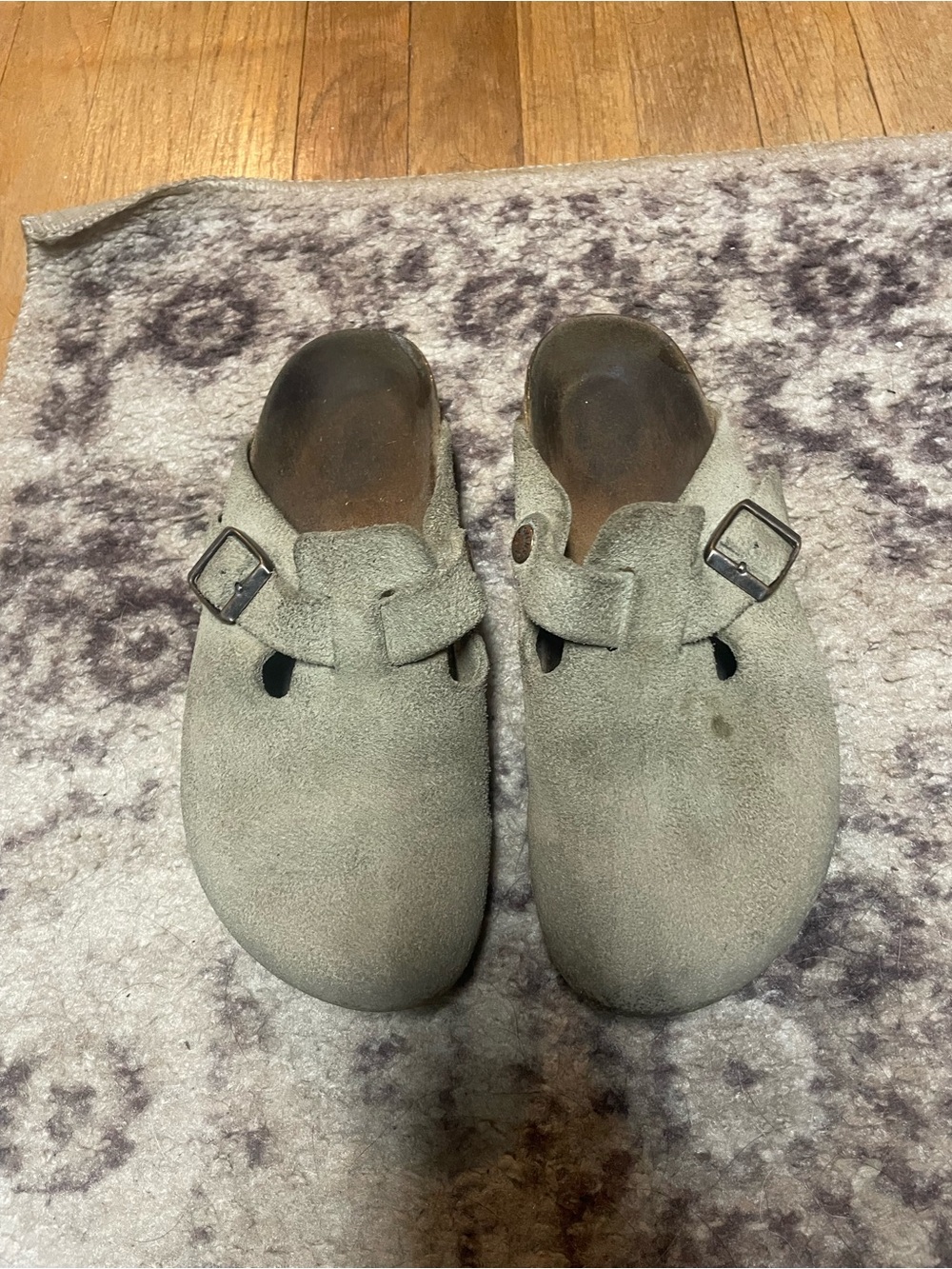 Birkenstock Suede Clog Slip-On in Light Gray